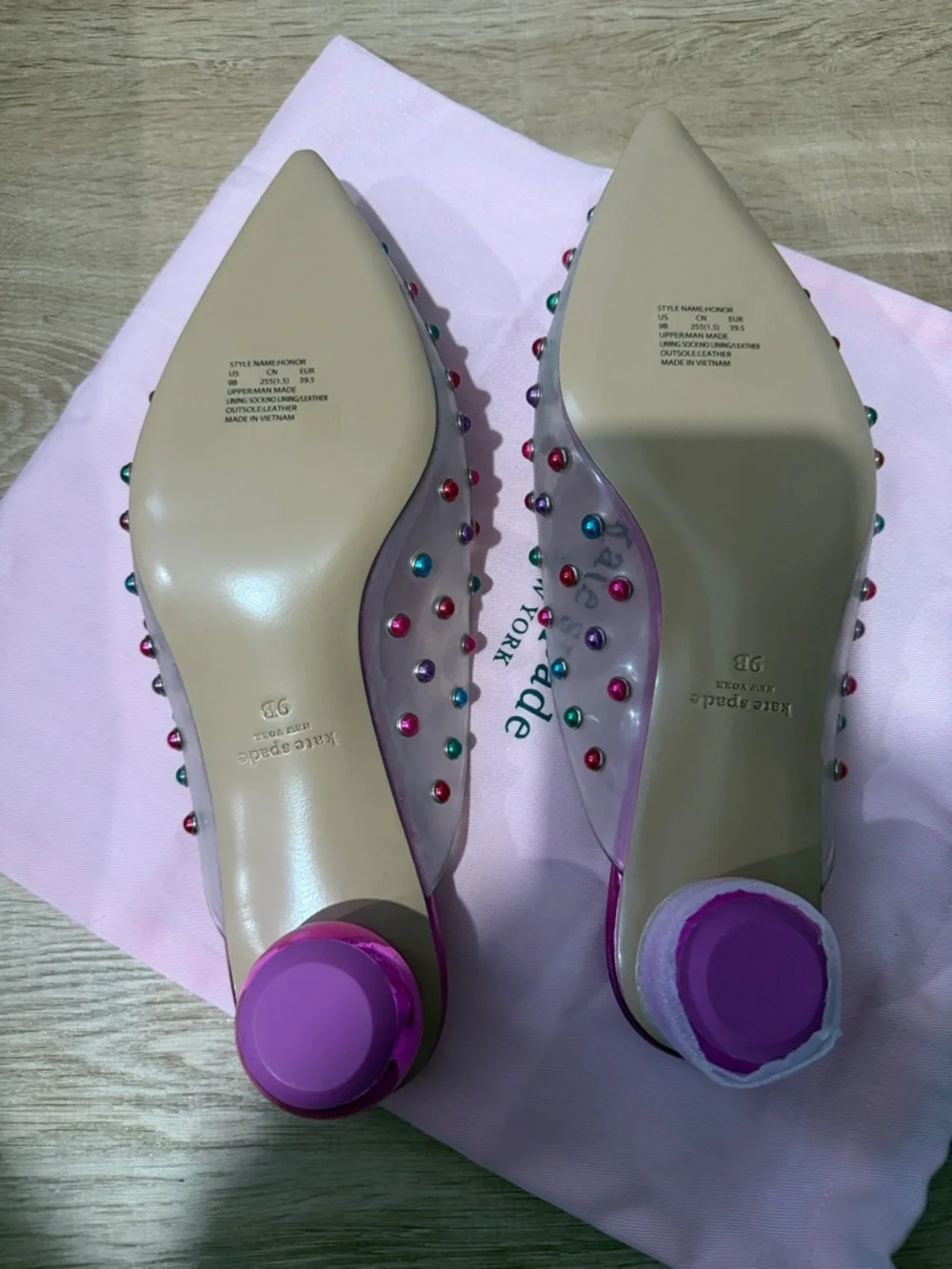 kate spade Pink Clear Mule with Multicolored Studs - Picture 5 of 7